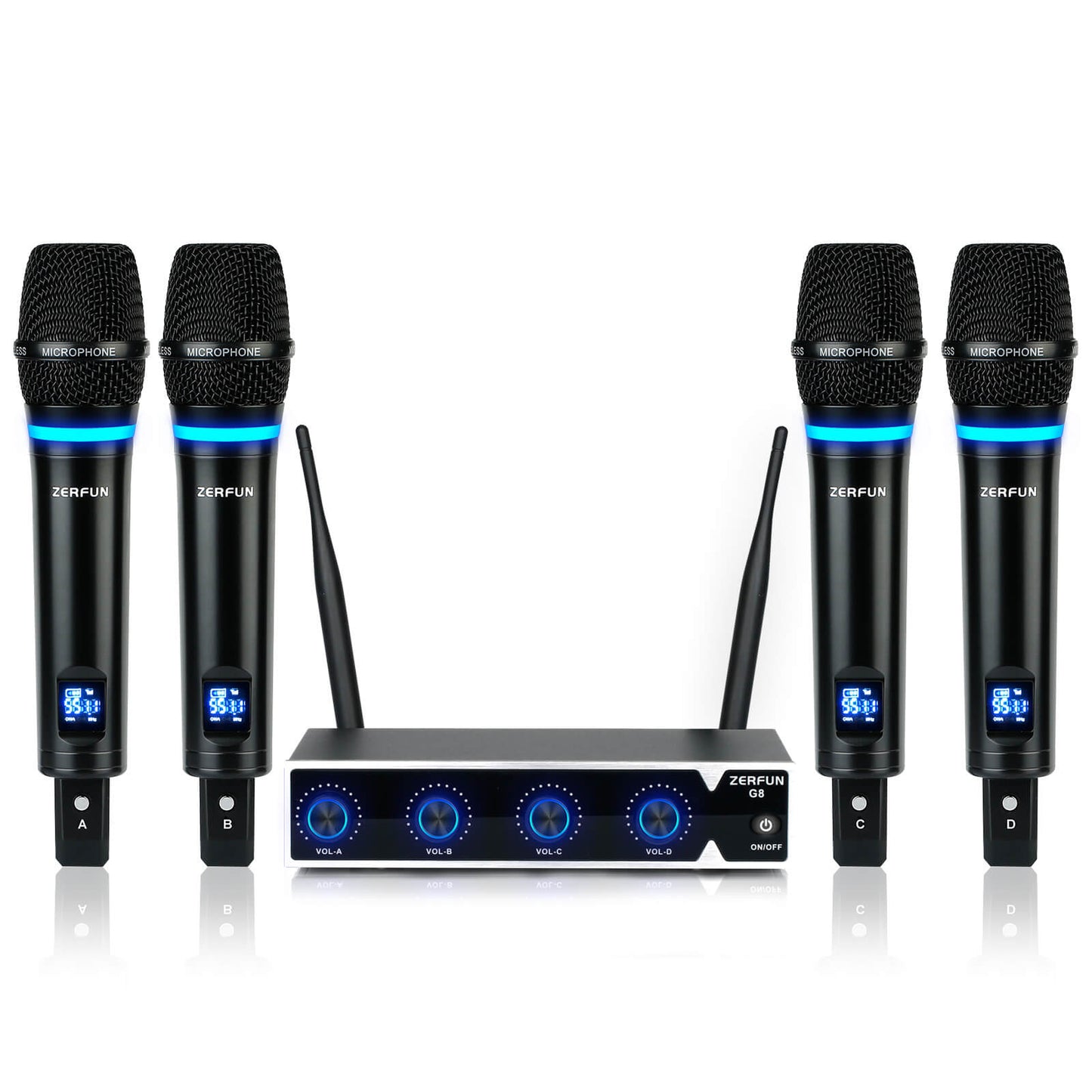 UHF Rechargeable Wireless Microphone System 4 Channel (ZERFUN G8 Pro)