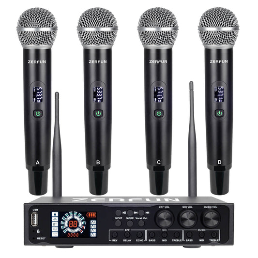 Pro Rechargeable Wireless Microphone System & Pre Effector (ZERFUN S-10)